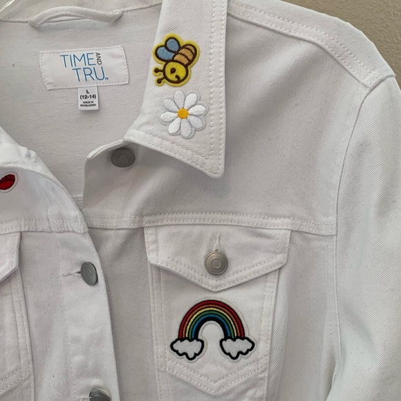 UNIQUE Custom Designed Women's White Denim Jacket Size Large - Picture 3 of 9